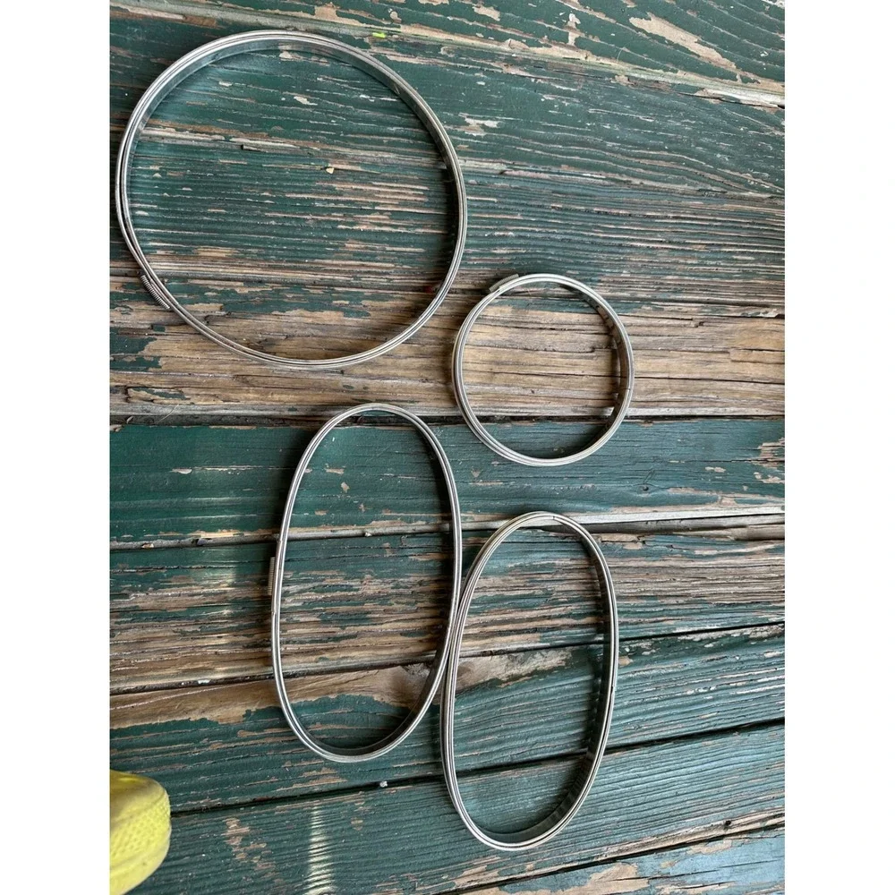 Vintage Silver Tone Metal embroidery hoops Set of 4 Oval Round DIY Hoops